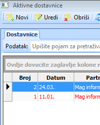 Aktivna lista dostavnica