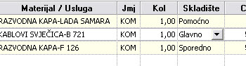 Odabir skladišta za svaku stavku računa posebno