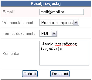 Slanje izvještaja na mail